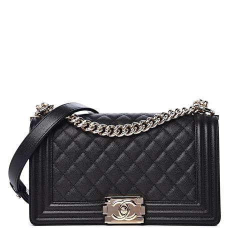 chanel boy quilted caviar new medium black leather shoulder bag|The Ultimate Guide to the Chanel Boy Bag .